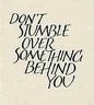 don't stumble